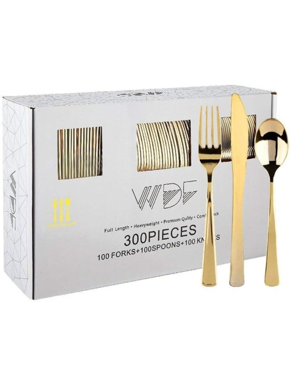 300-Piece Heavy Duty Gold & Silver Plastic Cutlery Set for Parties & Events